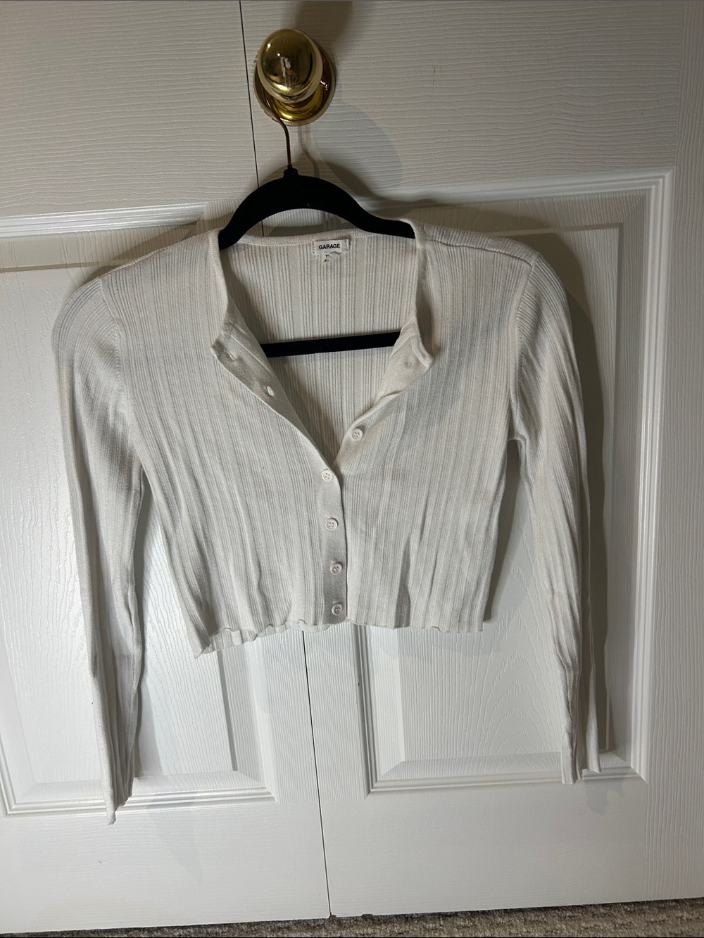 Garage Ribbed Cropped Button Cardigan